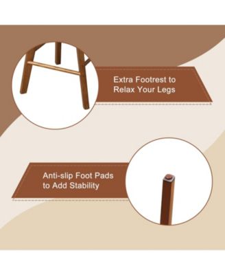 2 Pieces 26 Inch Backless Swivel Barstools with Linen Fabric Seat