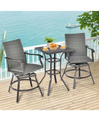 2 Pieces Patio Swivel Bar Chair Set with Quick Dry 4D Air Fiber Cushion