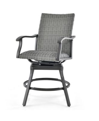 2 Pieces Patio Swivel Bar Chair Set with Quick Dry 4D Air Fiber Cushion