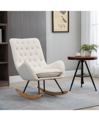 Traditional Rocking Armchair w/Tufted Back, & Thick Padding,