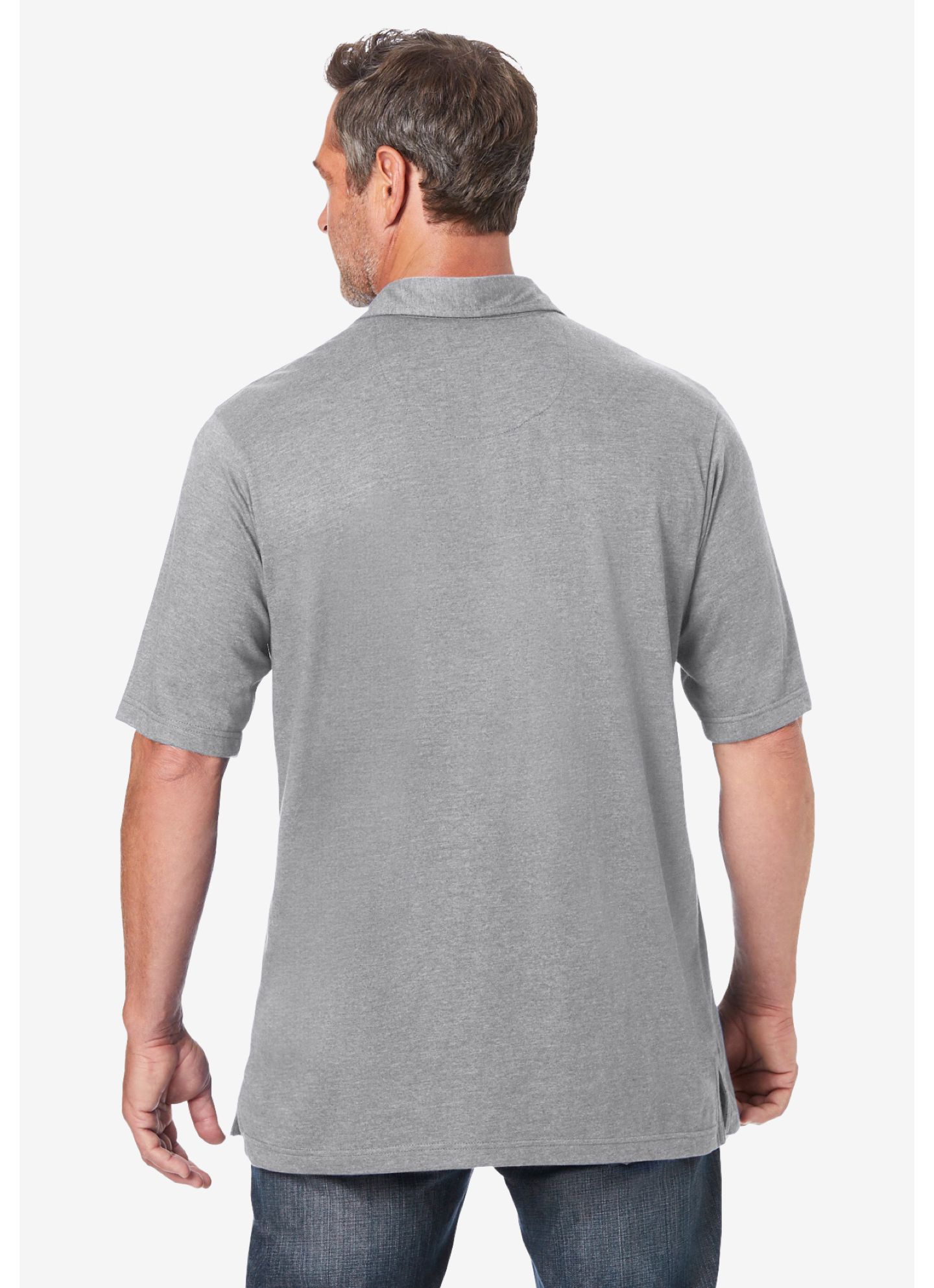 Мужское поло KingSize Shrink-Less Lightweight Polo, цвет: Меланжевый серый — фото 2