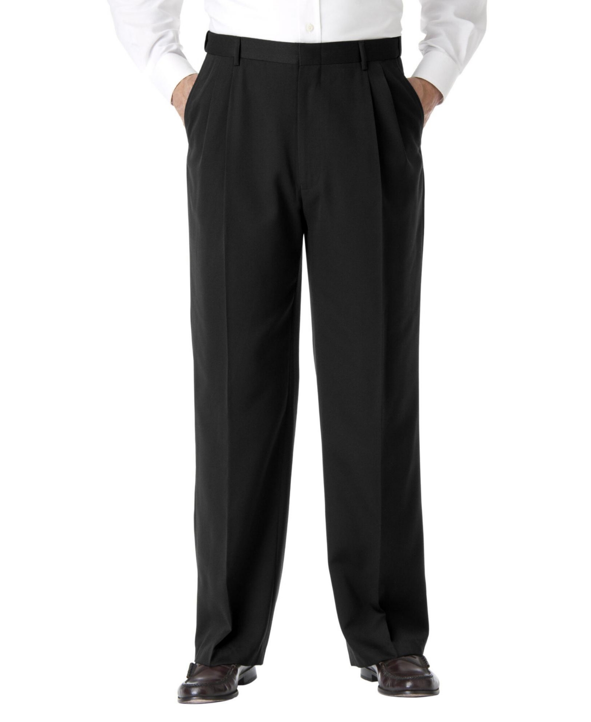 Big & Tall Ks Signature Collection No Hassle Classic Fit Expandable Waist Double-Pleat Dress Pants - Navy