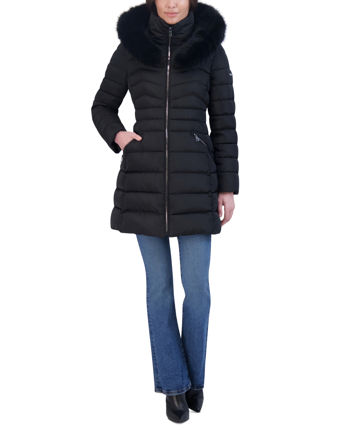 Laundry By Shelli Segal Women's Faux-Fur-Trim Hooded Puffer Coat