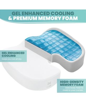 Gel-Enhanced Memory Foam Seat Cushion, Velour Ergonomic Orthopedic Comfort Pad, Ideal Pillow for Office Desk Chair, Wheelchair, Car & Truck