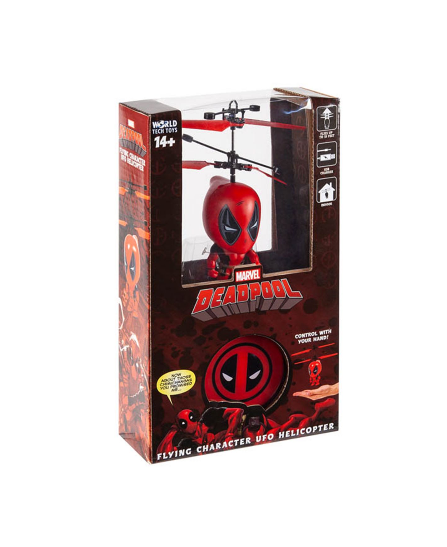 Детская игрушка World Tech Toys 3.5 Inch Marvel Deadpool Coaxial Rotor Flying Figure Helicopter — фото 5
