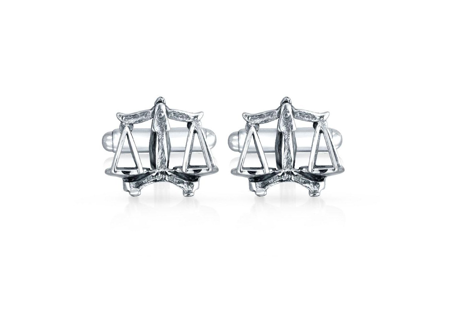 Мужские запонки Bling Jewelry Scales Of Justice Libra Zodiac Cufflinks .925 Sterling Silver Hinge Back, цвет: Серебряный — фото 3
