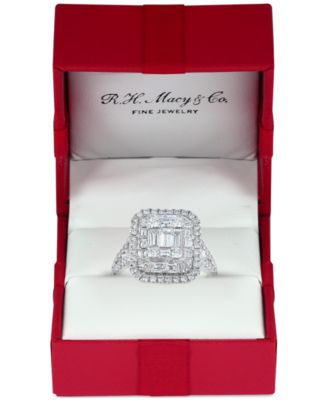 EFFY&reg; Diamond Cluster Statement Ring (2 ct. t.w.) in 14k White Gold