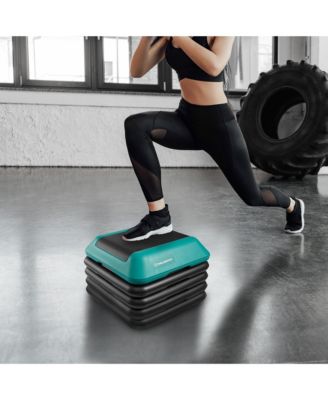 Aerobic Exercise Adjustable High Step Platform, with 4 Risers Included - Green