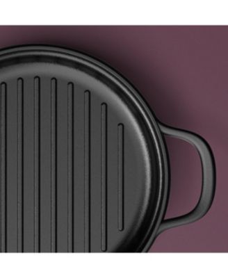 Graphite Enamel Cast Iron Round Grill Pan 10.25"