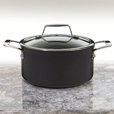 Essentials Non-stick Hard Anodized 8" Stockpot 3.3qt. With Glass Lid, Black