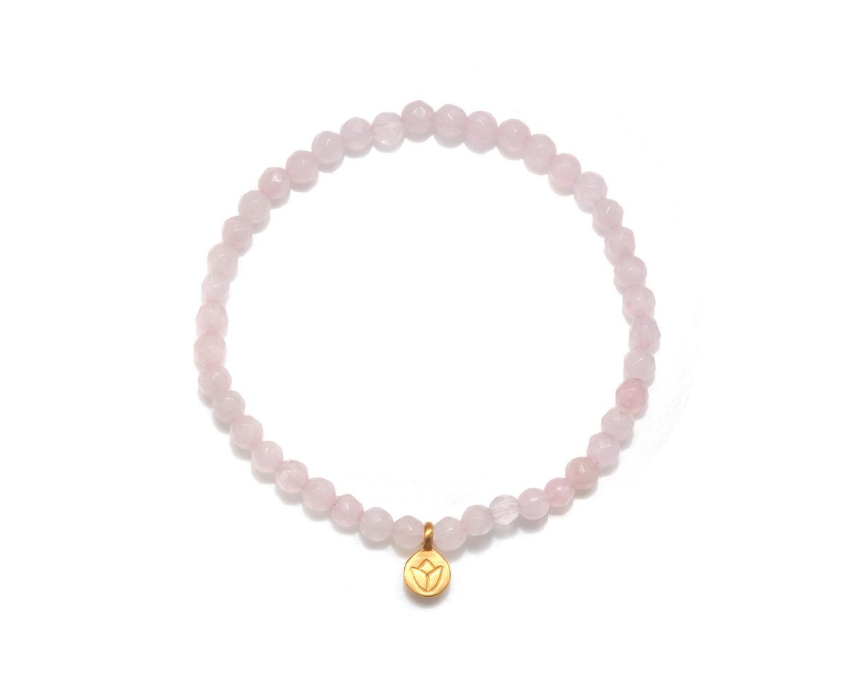 Supported In Love Lotus Rose Quartz Gemstone Bracelet - Pink