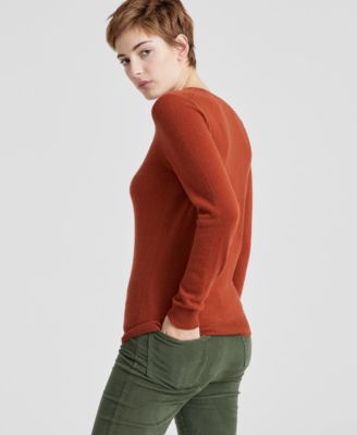 100% Cashmere Women's Petite Long-Sleeve Crewneck Sweater