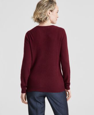 100% Cashmere Women's Petite Long-Sleeve Crewneck Sweater