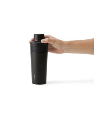 18 oz Stainless Steel Cocktail Shaker, Multi-Use Stainless Steel Topper with 1.5 oz  shot Cap and Strainer