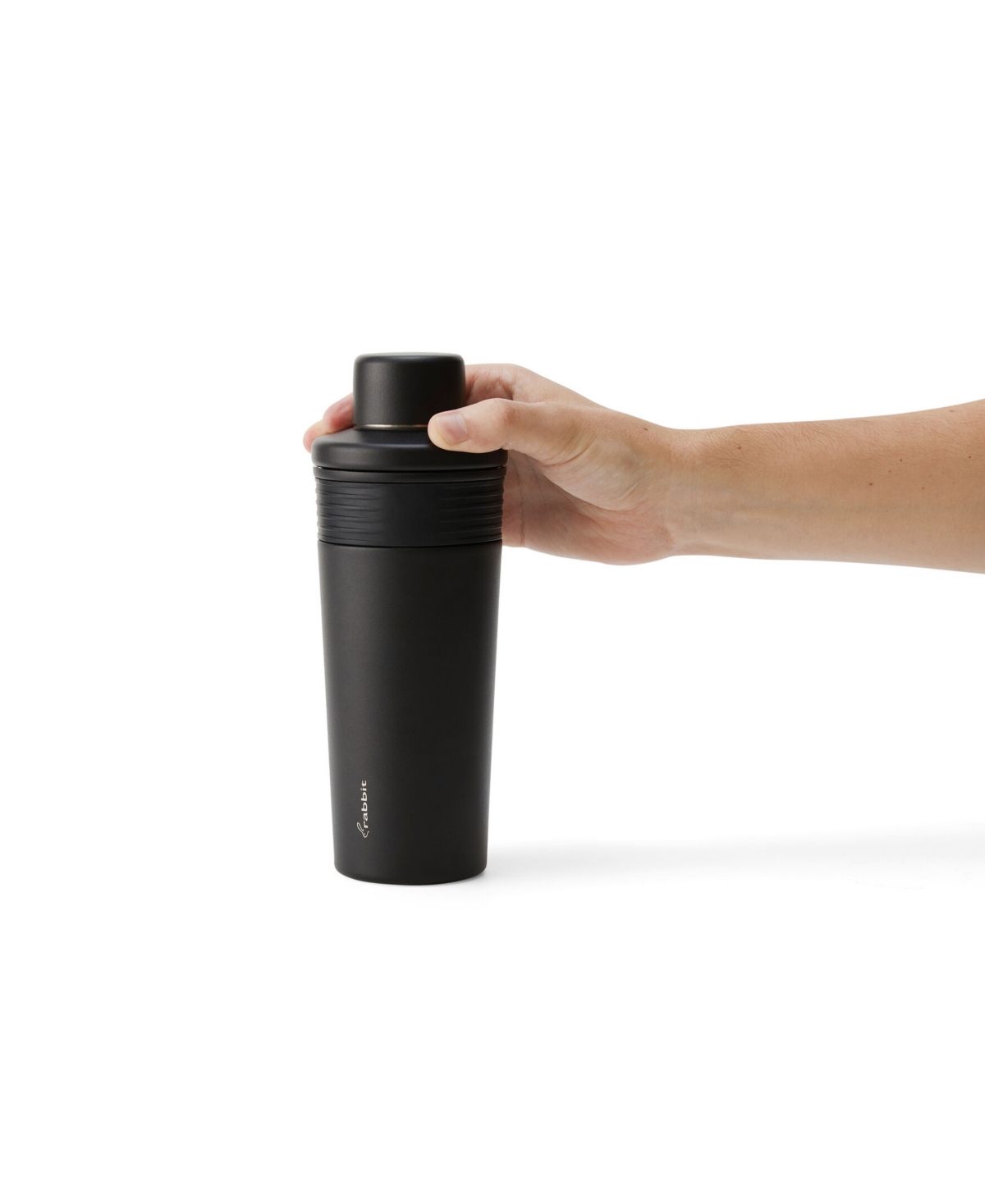 Rabbit 18 oz Stainless Steel Cocktail Shaker, Multi-use Stainless Steel Topper With 1.5 oz Shot Cap And Str In Black