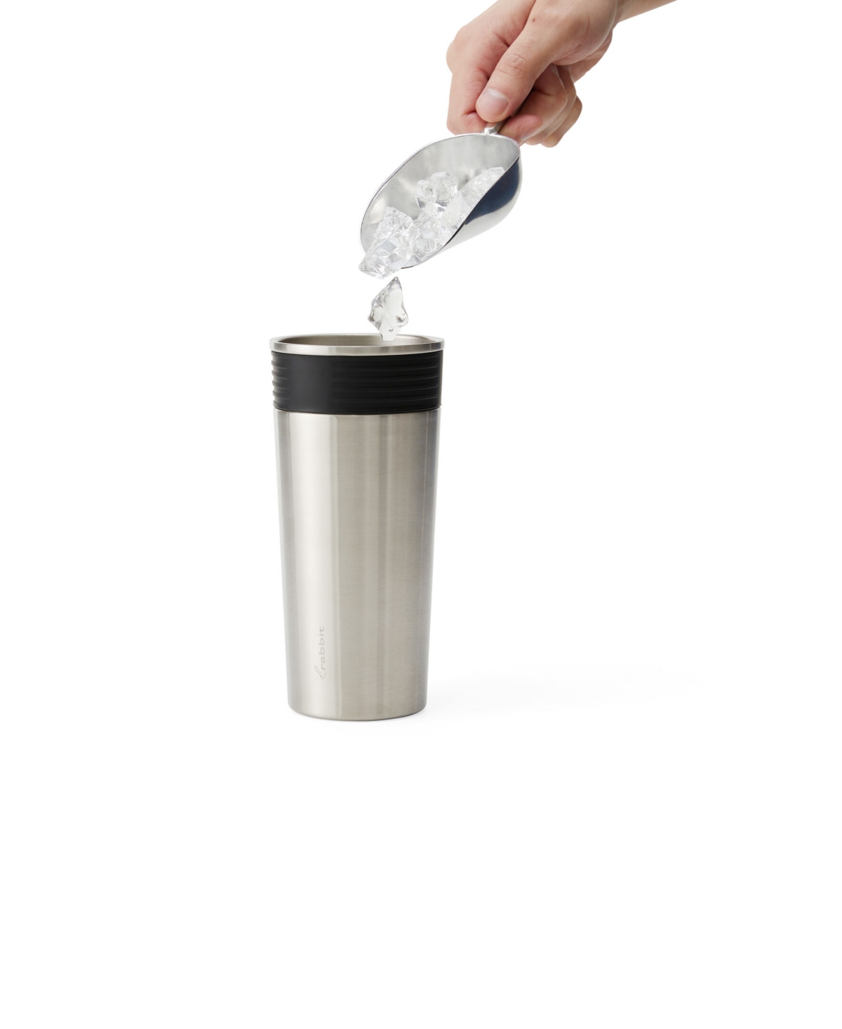 RABBIT 18 OZ DOUBLE INSULATED STAINLESS STEEL COCKTAIL SHAKER WITH 1.5 OZ SHOT CAP AND STRAINER 
