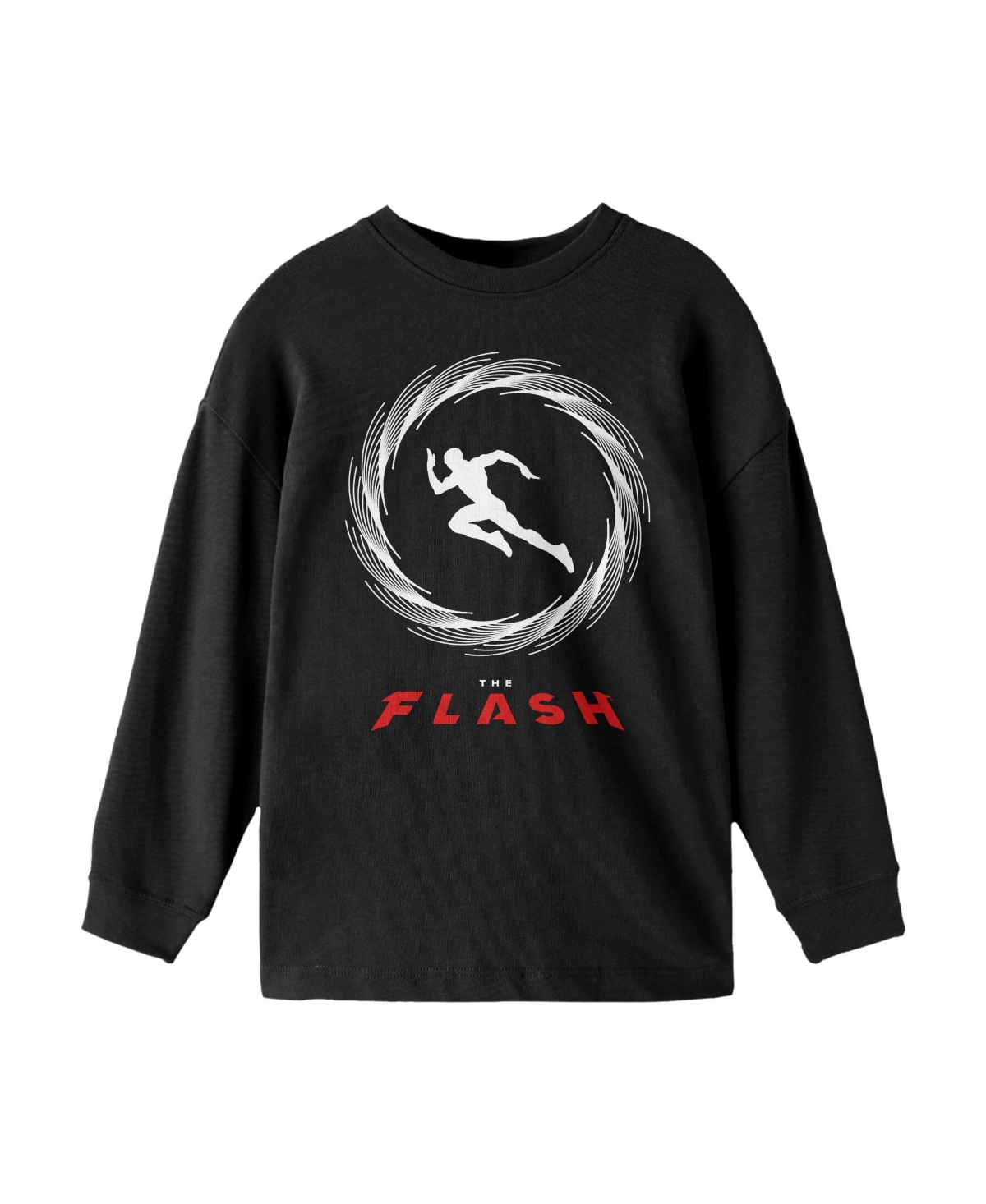 Dc Comics Boys Flash White Running Silhouette Youth Black Long Sleeve Shirt