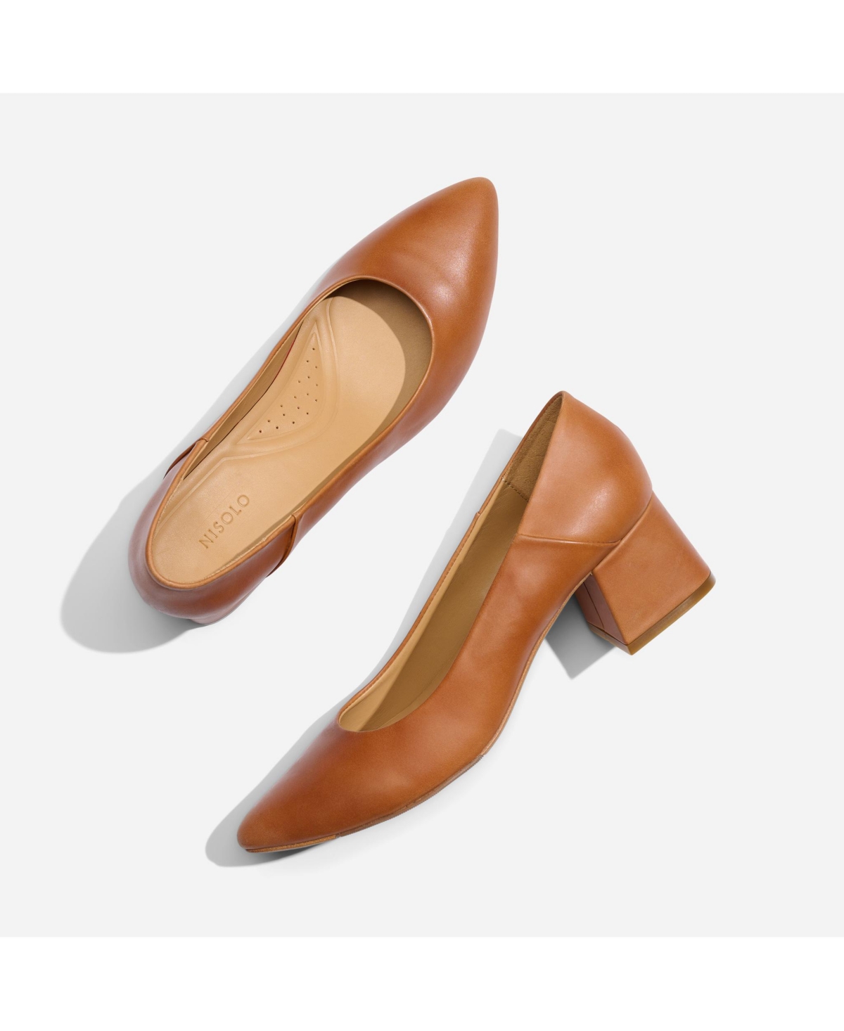 Nisolo Women's Fiorela Go-To Mid Heel Pumps Caramel -pastel Brown
