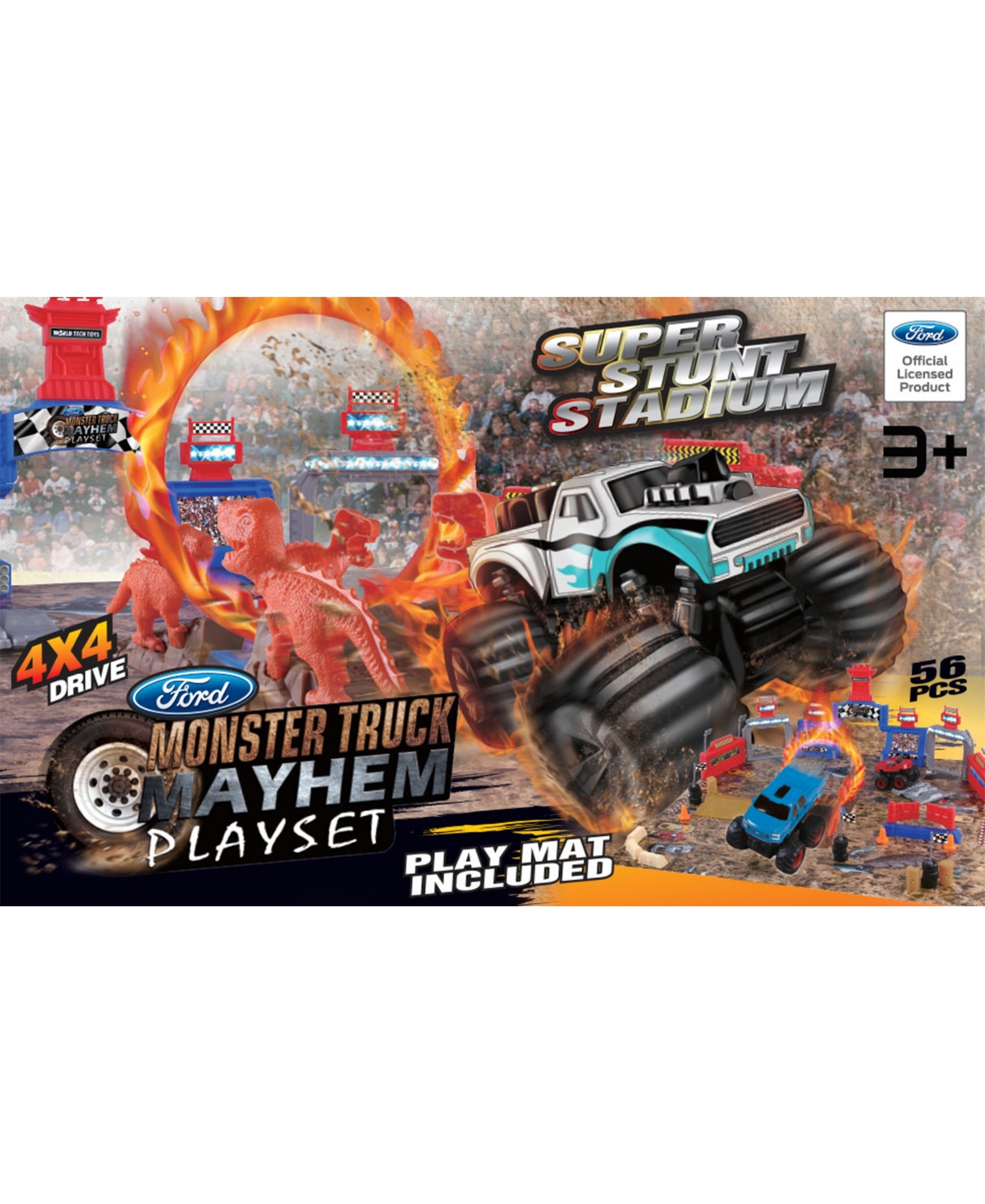 World Tech Toys 54pcs Monster Truck Mayhem Friction Play Set In Multi