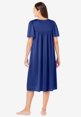 Plus Size Short Silky Lace-Trim Gown