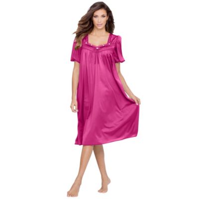 Plus Size Short Silky Lace-Trim Gown