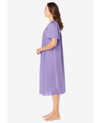 Plus Size Short Silky Lace-Trim Gown