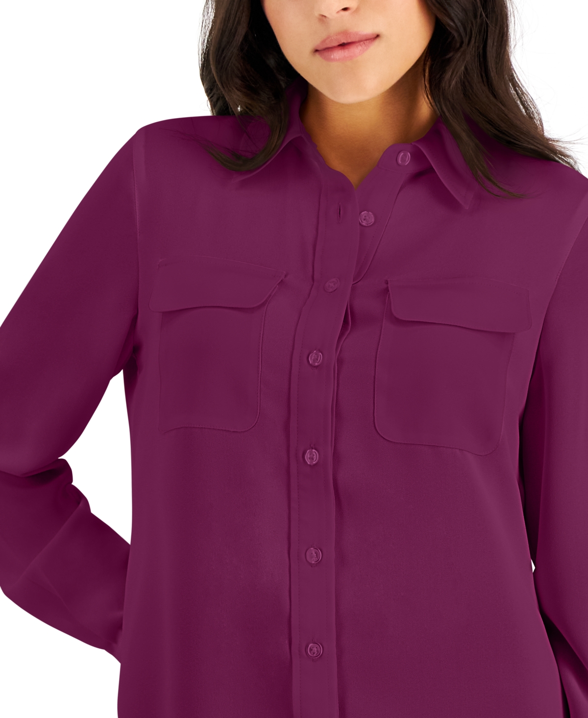 Ak Anne Klein Petite Utility Blouse