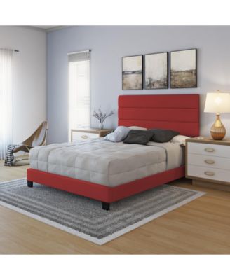 Piedmont Leatherette Upholstered Platform Bed Frame with Adjustable Headboard - No Box Spring Required