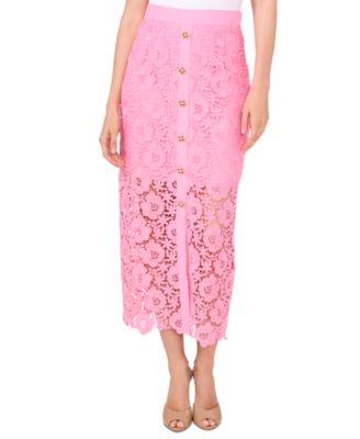 Women's Lace Button-Detail Midi Skirt
