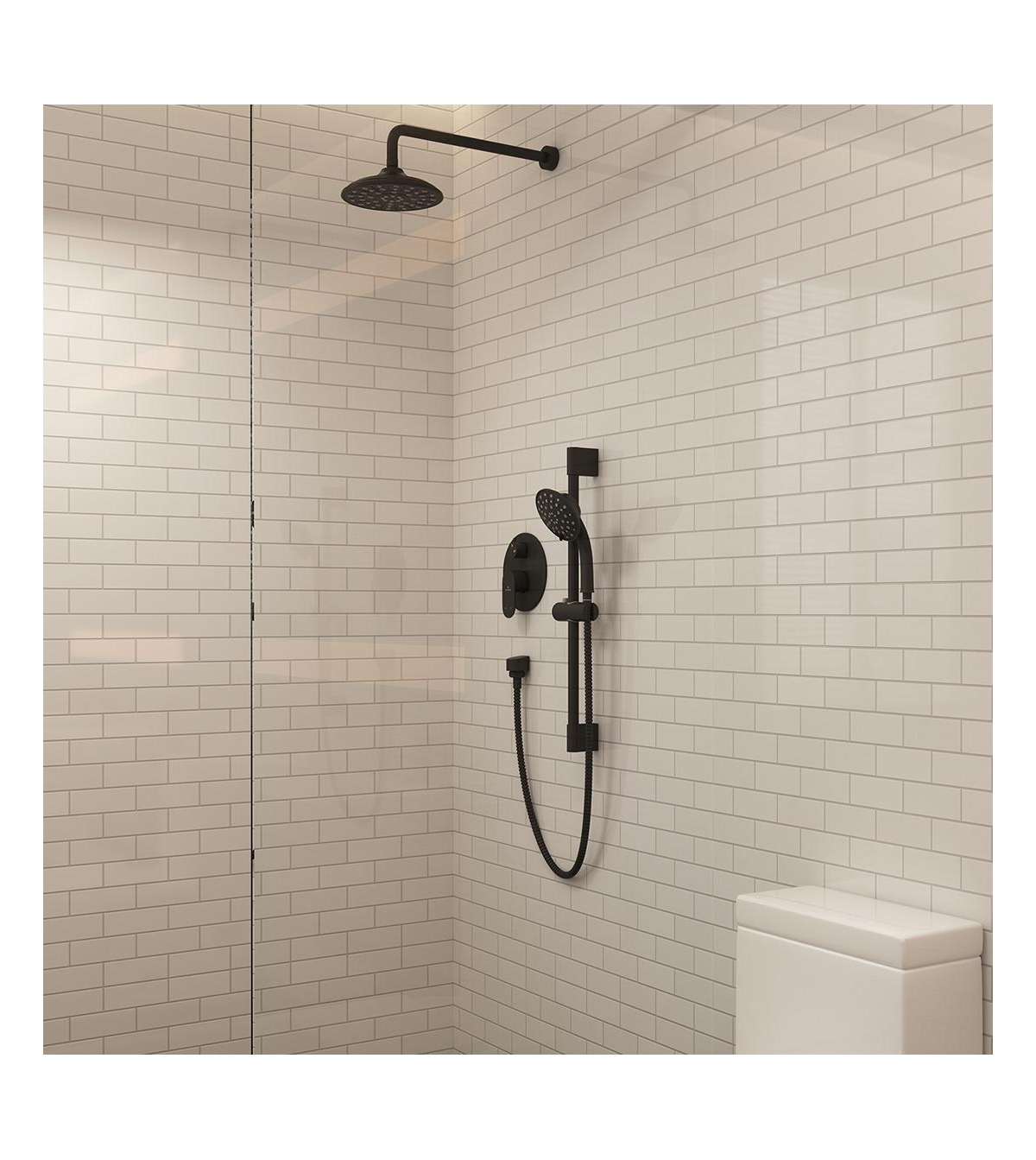 Mondawe Wall Mounted Rainfall Thermostatic Shower System Set with Handheld Spray & Handlebar, Brushed Gold