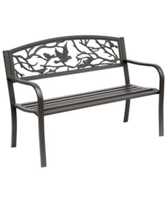 50" Vintage Animal Pattern Garden Patio Bench Outdoor Furniture Path Chair Seat