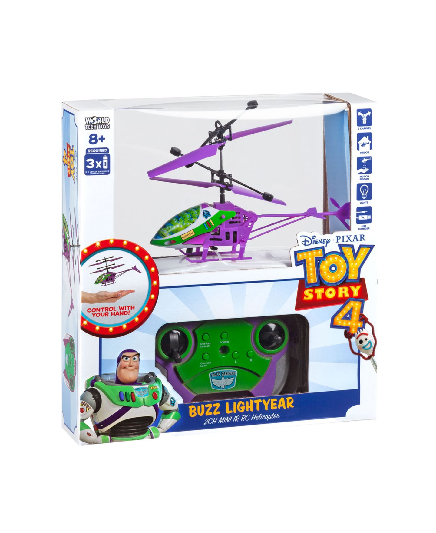 Детская игрушка World Tech Toys Disney Pixar Toy Story Buzz Lightyear Motion-Sensitive Remote Control Helicopter — фото 7
