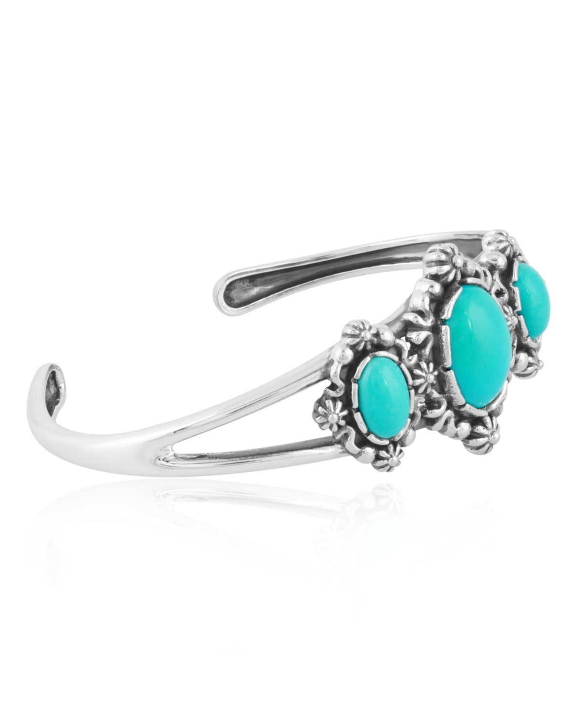 Sterling Silver Women's Cuff Bracelet Blue Turquoise Gemstone Size Small - Large - Blue turquoise