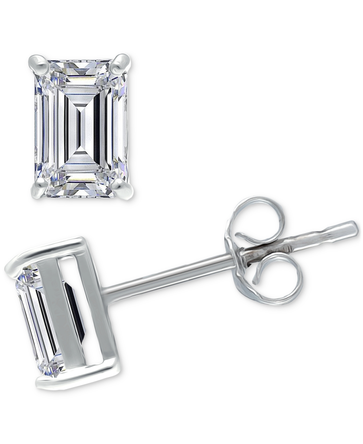Giani Bernini Cubic Zirconia Baguette Solitaire Stud Earrings, Created For Macy's In Silver