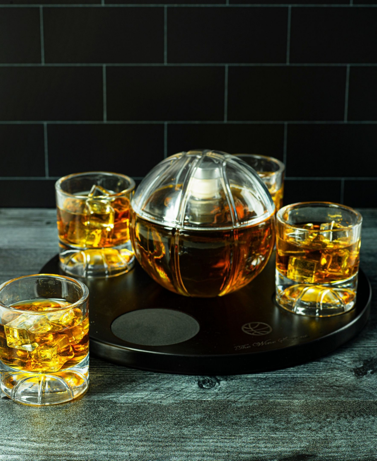 The Wine Savant Basketball Decanter & Glass Set With Tray In No Color