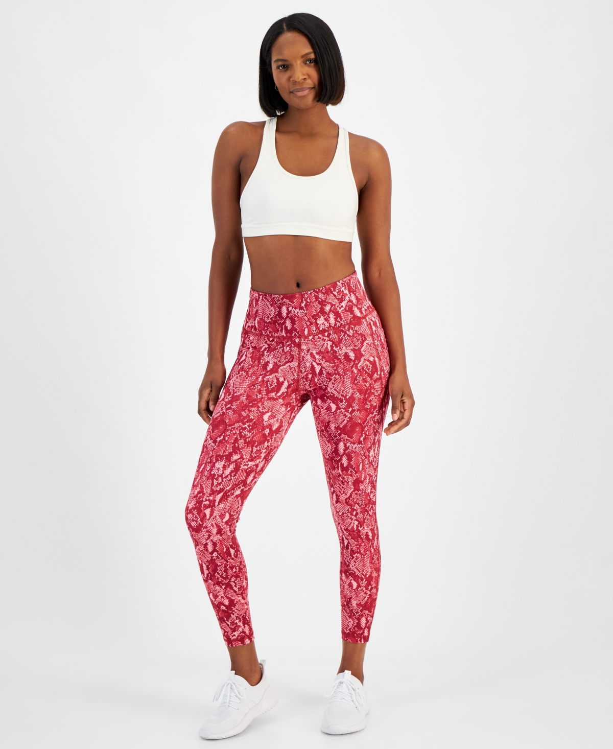 Plus Size Compression Snake-Print 7/8 Leggings, Created for Macy's - Cranberry Whip