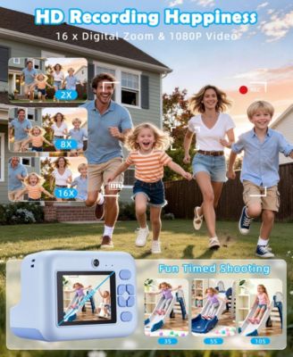 Kids Instant Print Camera 48MP with 16X Zoom, 1080P HD Video, Bluetooth, Dual Lens, 32GB Card & 4 Print Rolls