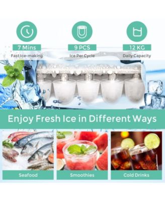 26 lbs Countertop LCD Display Ice Maker with Ice Scoop