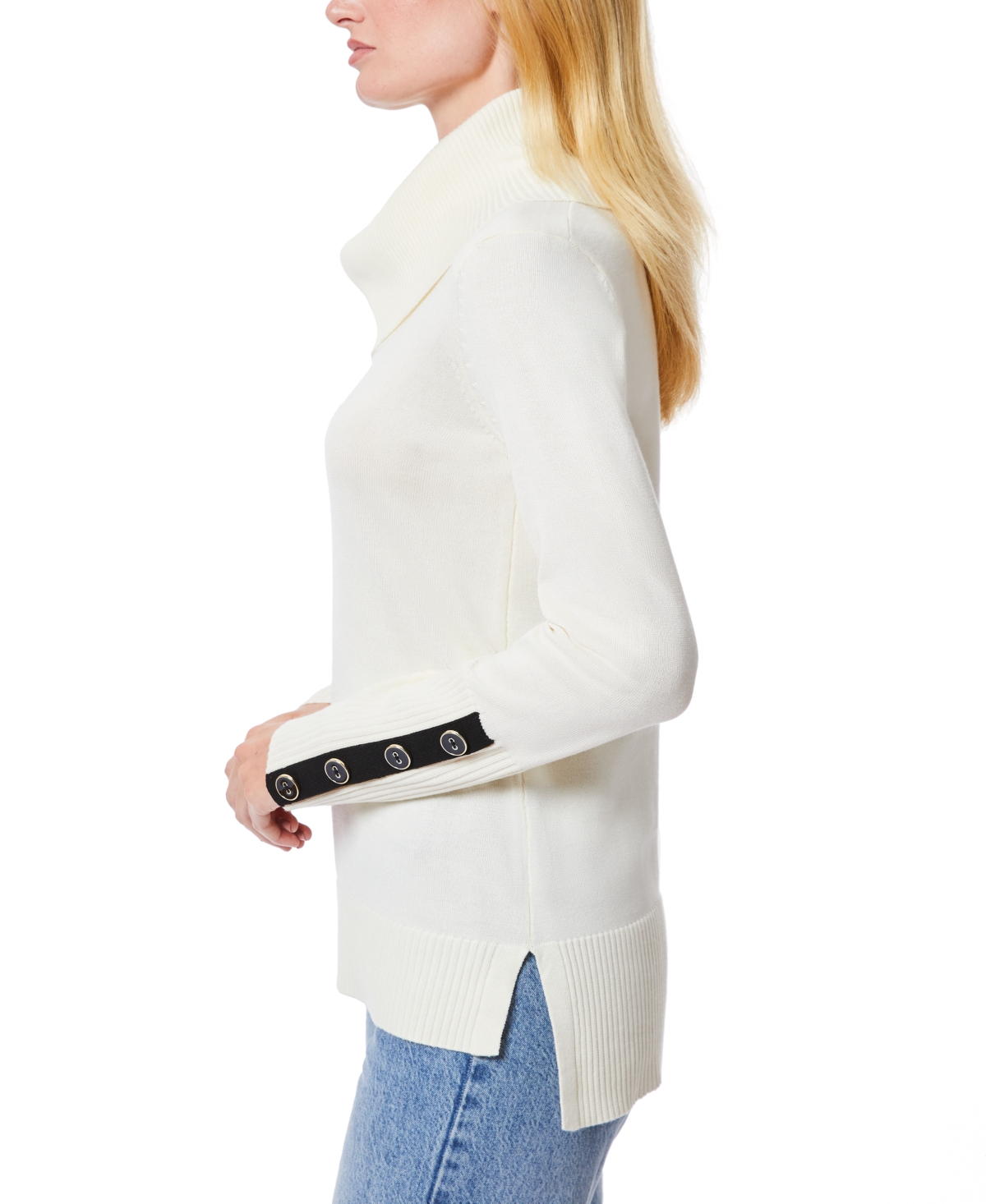 Melissa Paige Women's Contrast-Cuff Cowlneck Sweater