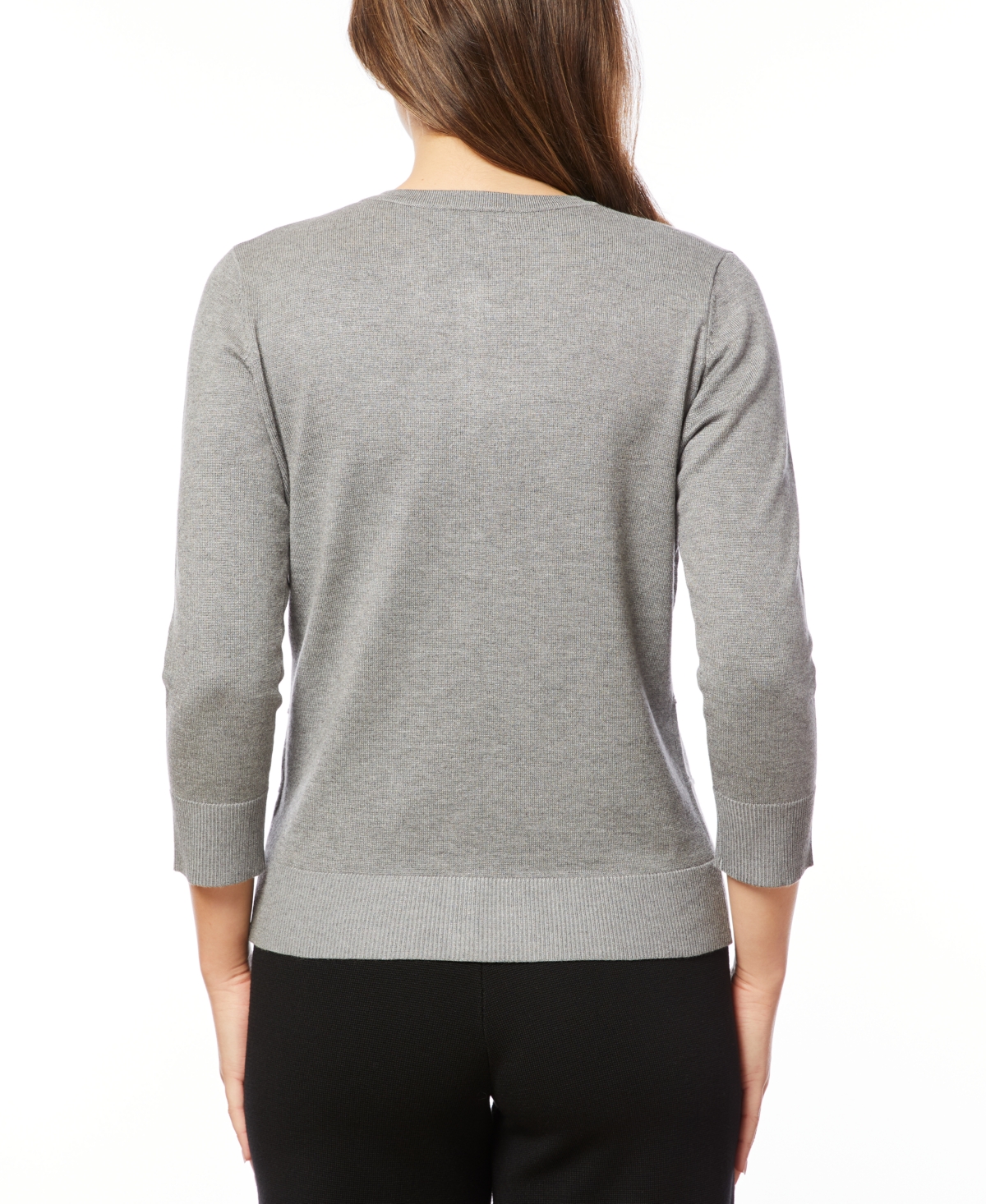 Melissa Paige Women's Petite Pointelle-Striped Scoop-Neck Cardigan