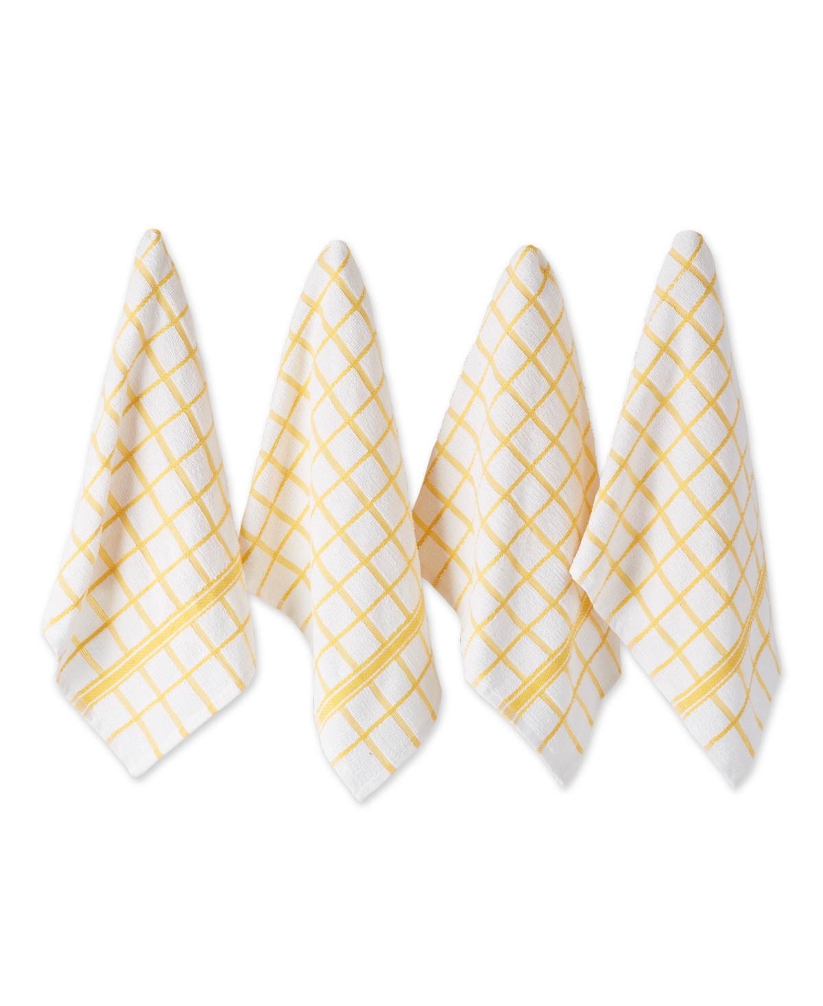 Basic Terry Collection Windowpane Dishtowel Set, 16x26", Yellow, 4 Count - Yellow