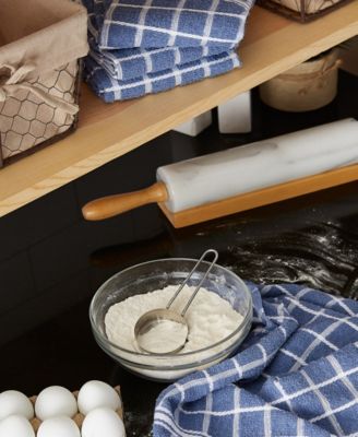 Basic Terry Collection Windowpane Dishtowel Set, 16x26", Stonewash Blue Check, 4 Piece