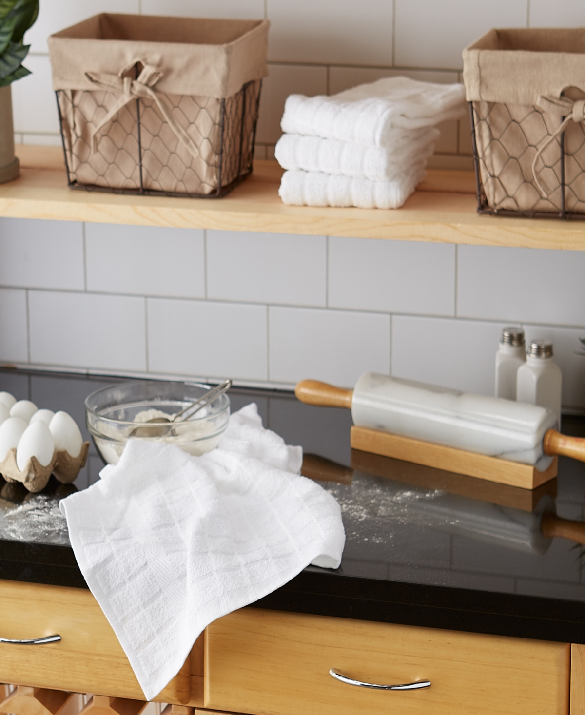 Design Imports Basic Terry Collection Windowpane Dishtowel Set, 16x26", Check, 4 Piece In Check