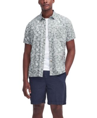 Men's Jackstone Short Sleeve Button-Front Leaf Print Shirt