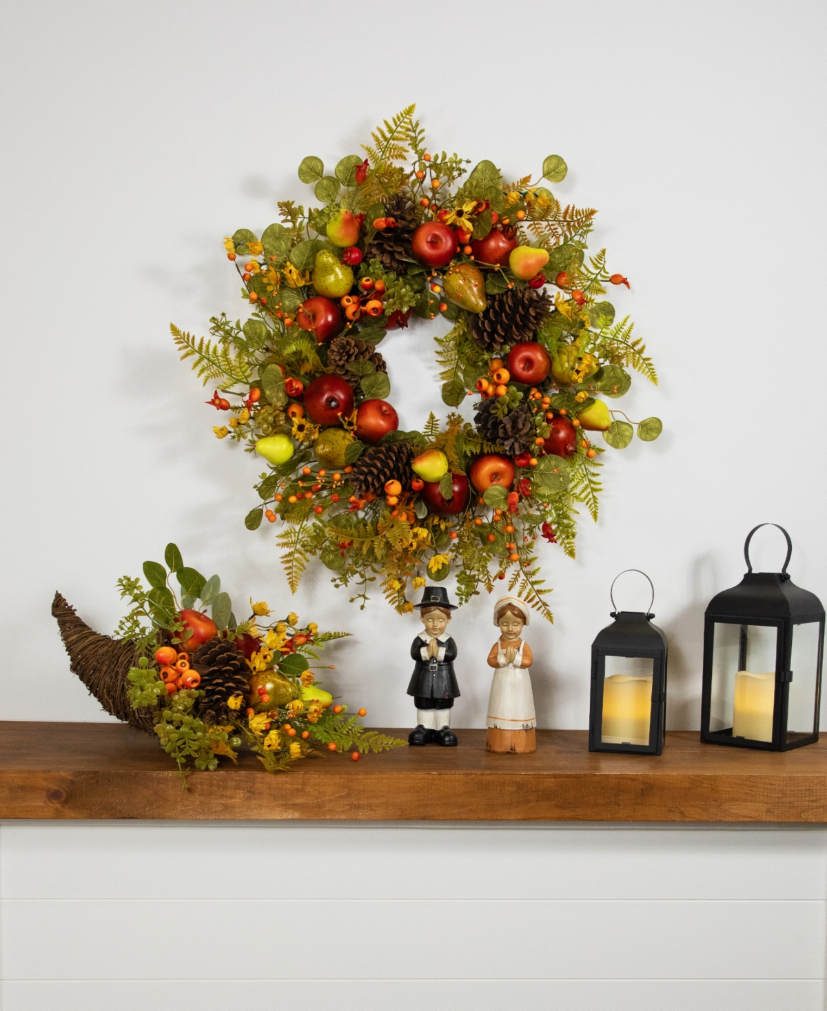 Northlight Apples And Pears Artificial Fall Harvest Wreath In Green