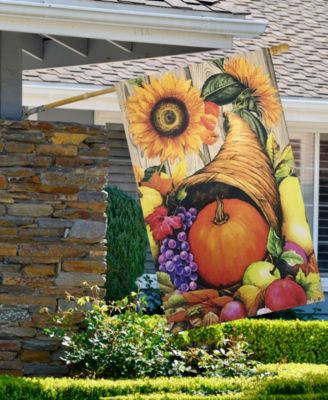 Cornucopia and Flowers Autumn Harvest Outdoor House Flag 28" x 40"