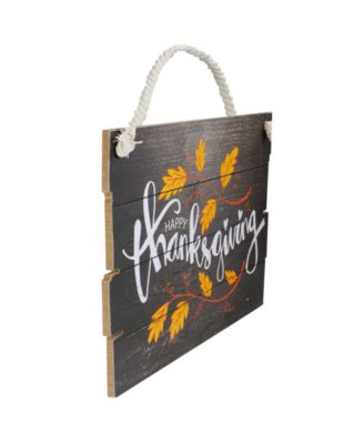 15" Wooden 'Happy Thanksgiving' Hanging Wall Sign