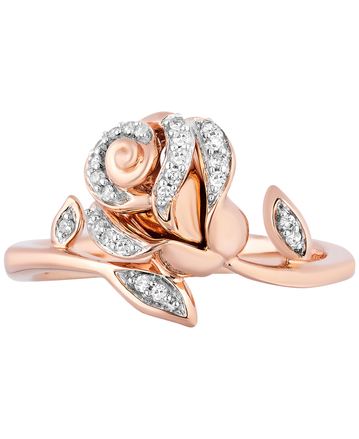 Diamond Rose Belle Ring (1/10 ct. t.w.) in Rose Gold-Plated Sterling Silver - Rose Gold-Plated Sterling Silver