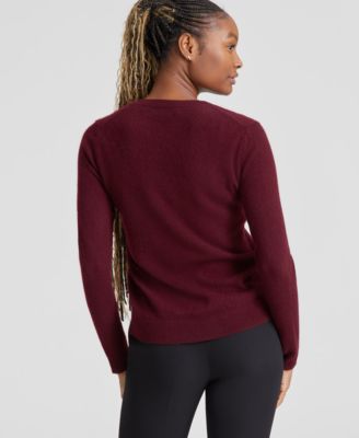 100% Cashmere Petite V-Neck Long-Sleeve Sweater
