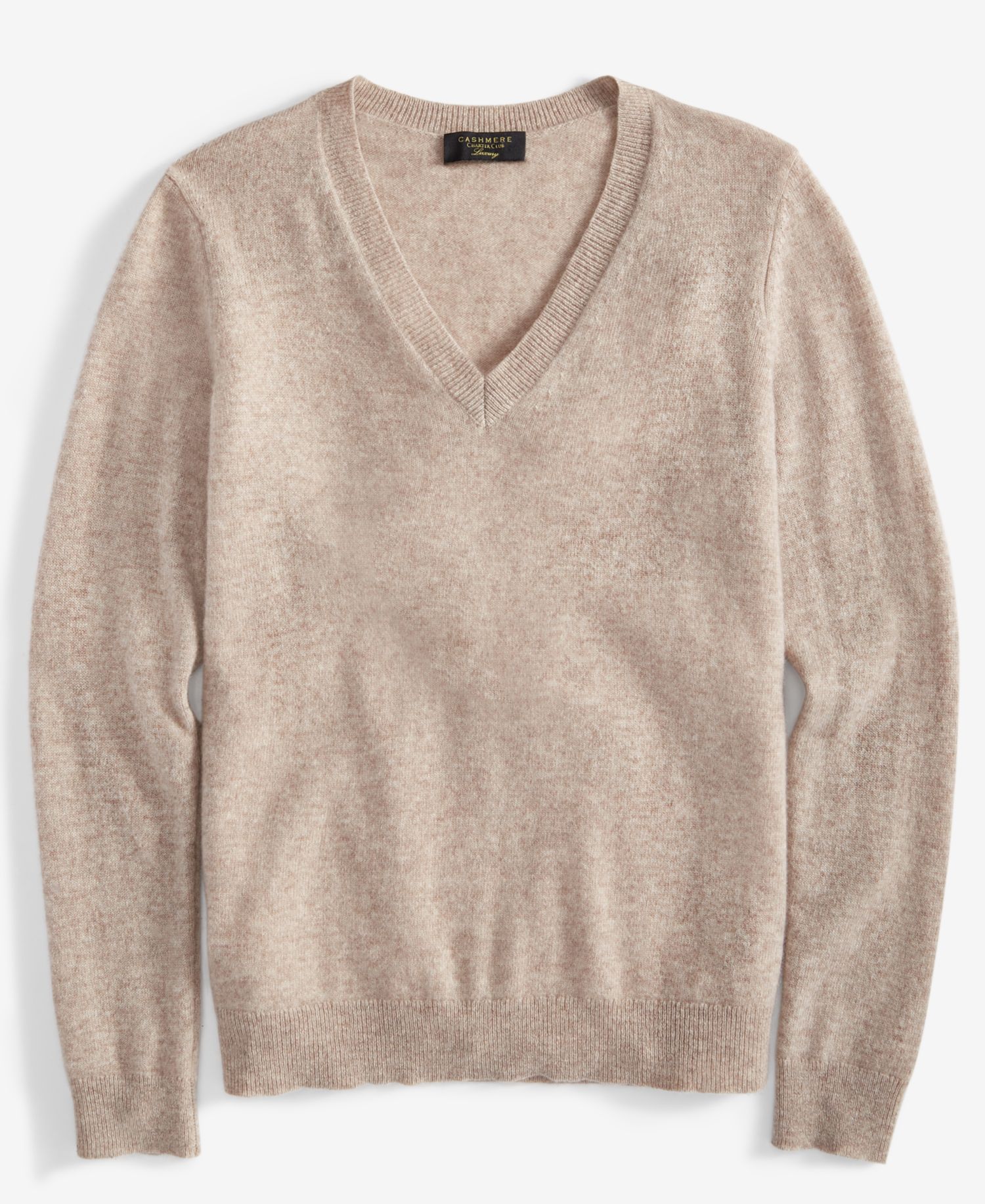 100% Cashmere Petite V-Neck Long-Sleeve Sweater